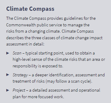 Box describing the Climate Compass approach to climate change risk assessment.